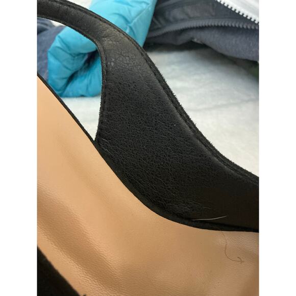 Boutique Faux Suede Slingback Heels Rhinestone Bow - Picture 5 of 5